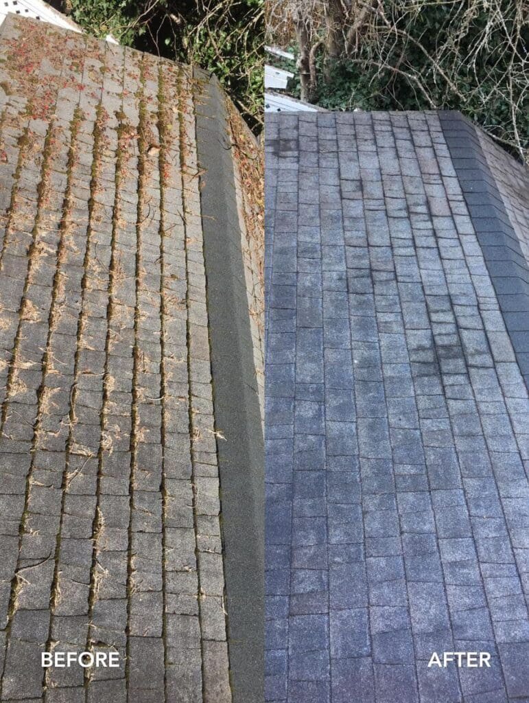 Brush Roof Cleaning In Vancouver before and after
