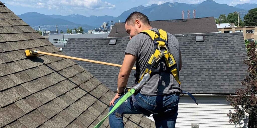 Moss-covered roof before and after moss removal in Vancouver