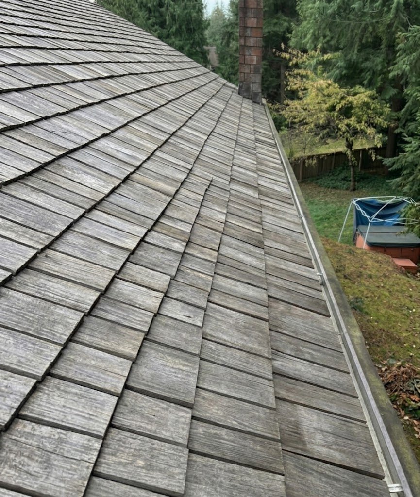 Cedar roof after professional cleaning