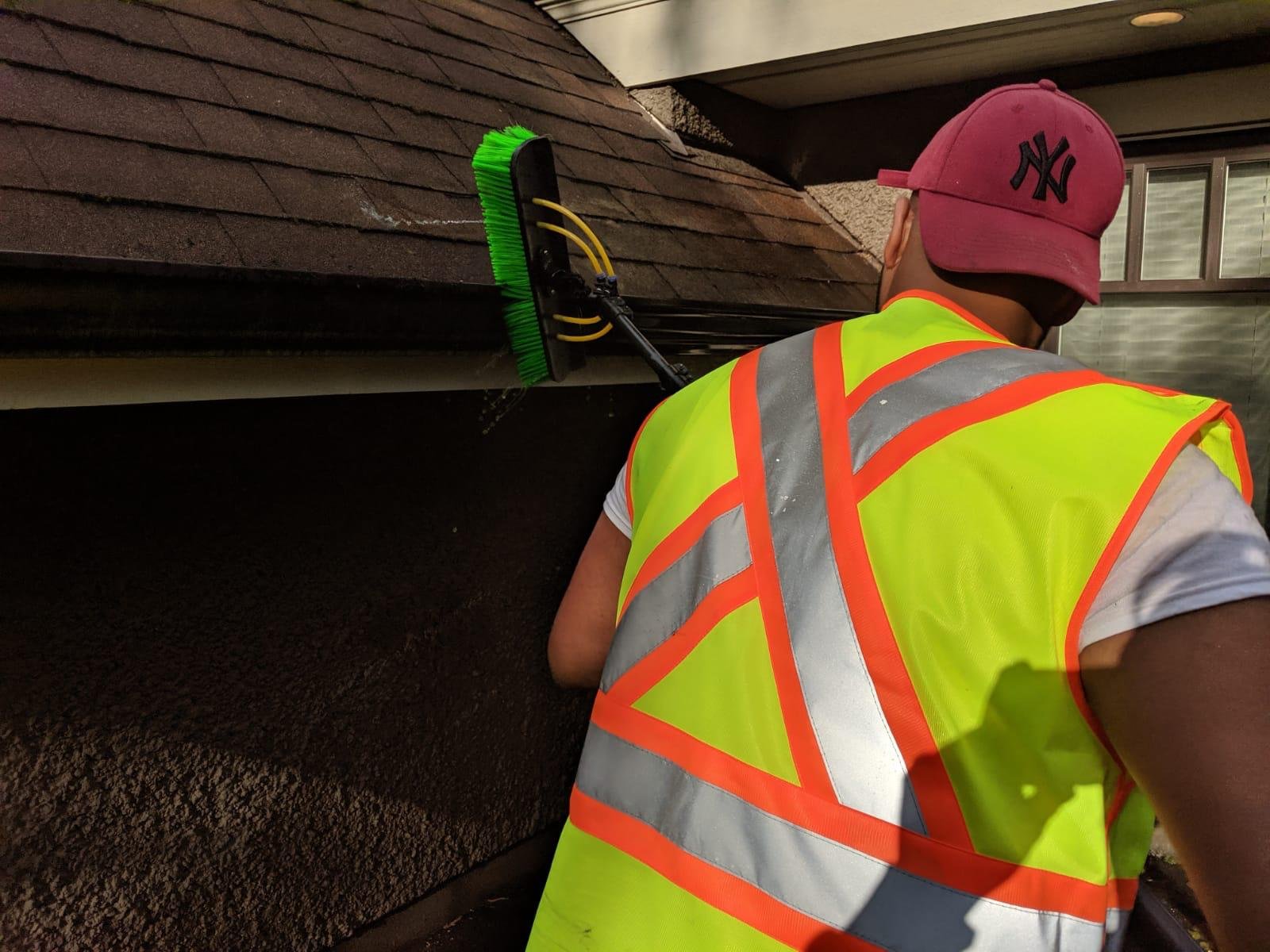 Exterior gutter cleaning of the visible outside surfaces