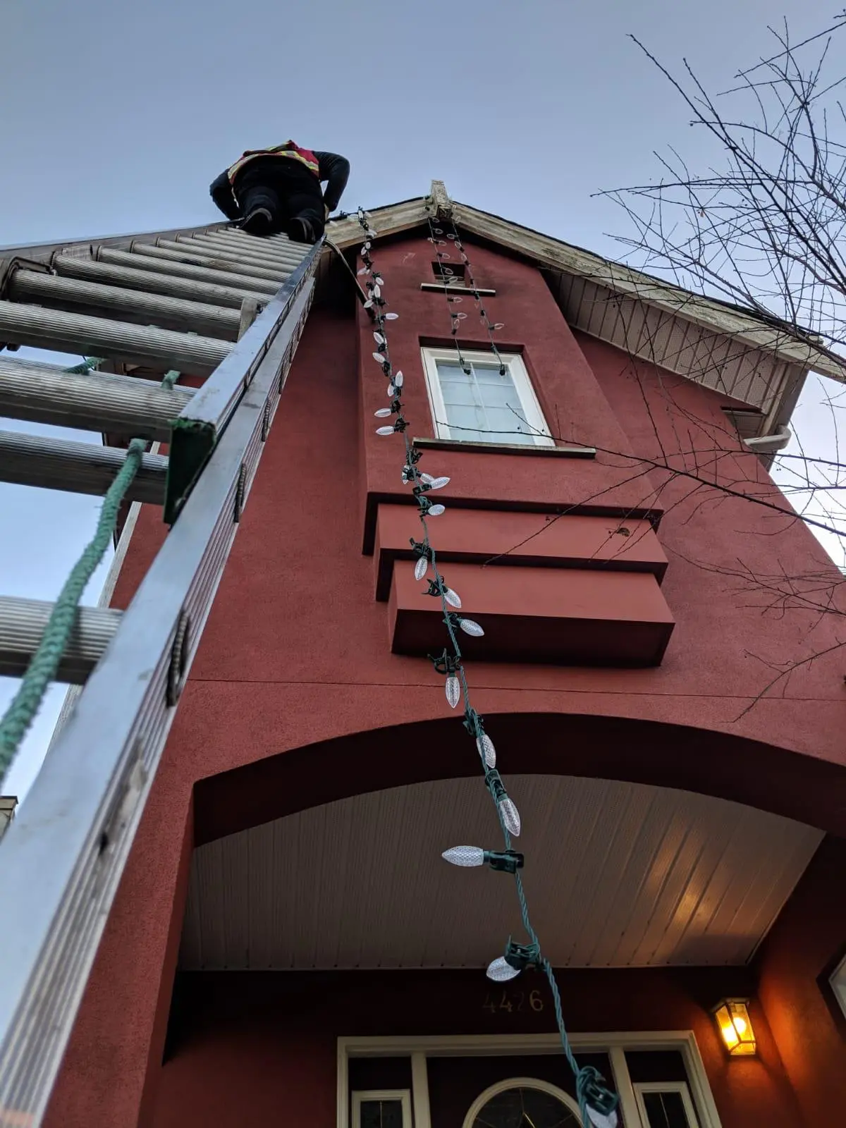 Christmas light installation on a Vancouver property
