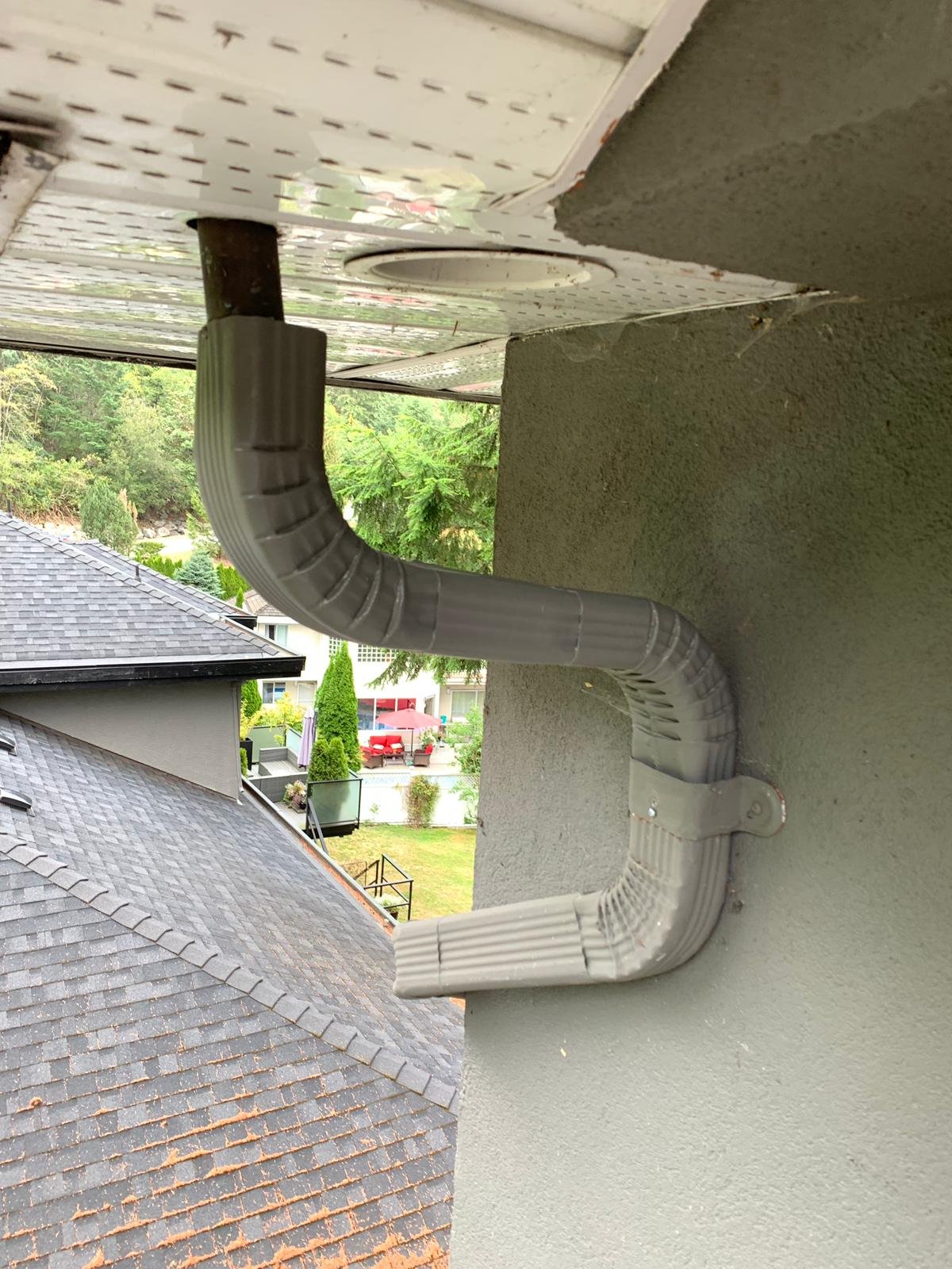 Hidden gutter after repair in Vancouver