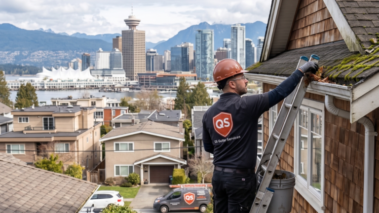 Professional gutter cleaning on a home in Vancouver