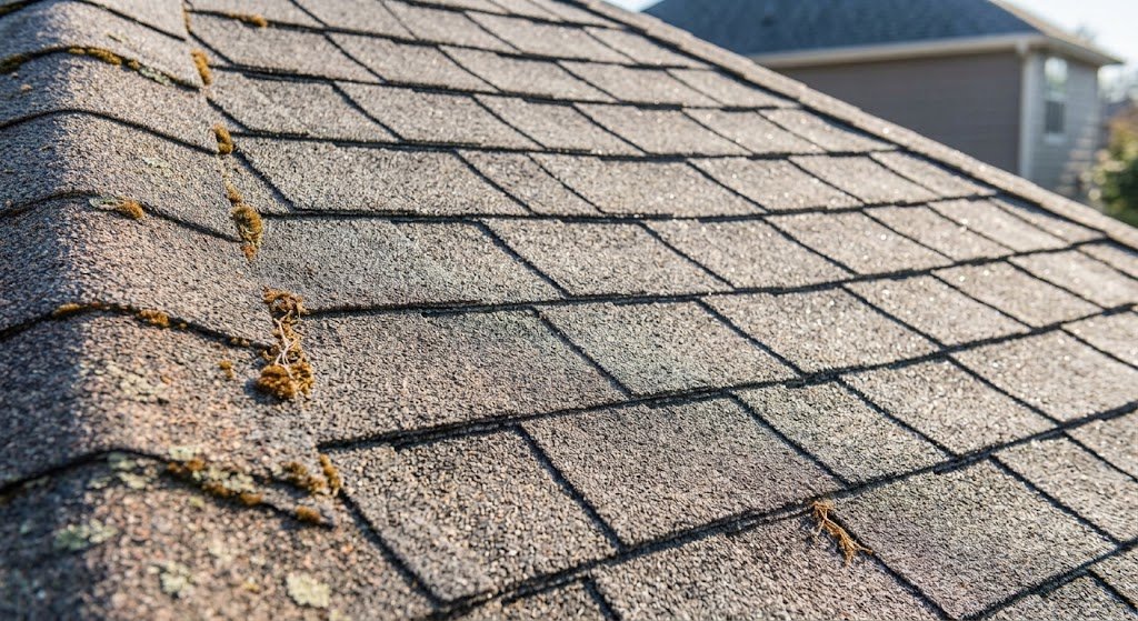 Roof three to six months after moss treatment