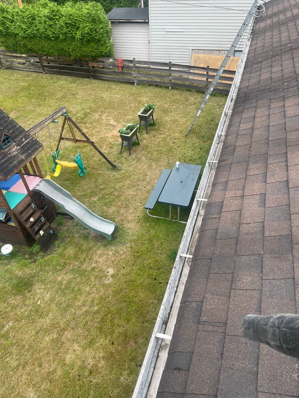 Gutter after debris removal