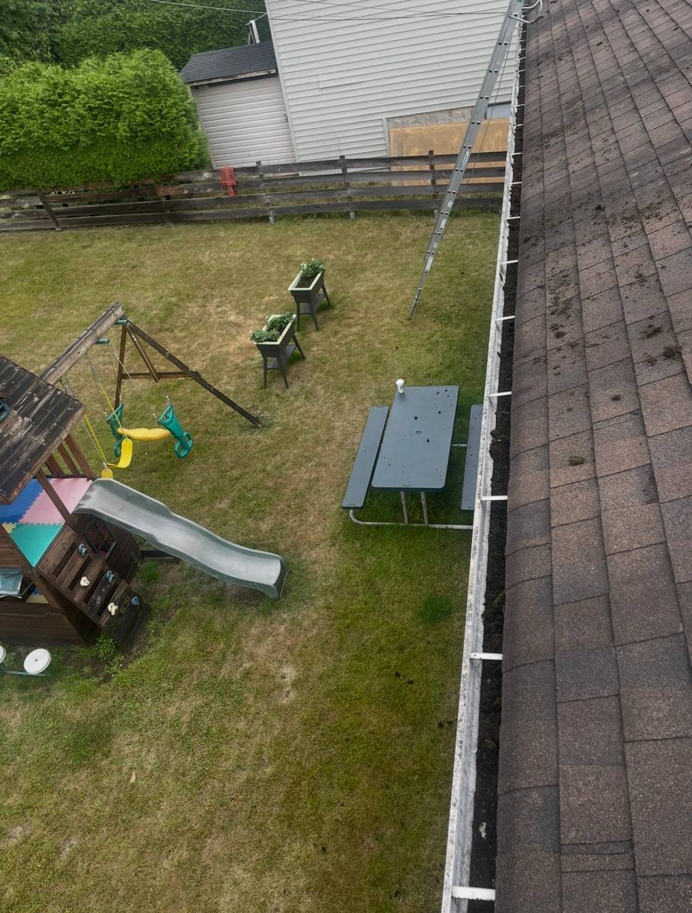 Gutter before debris removal