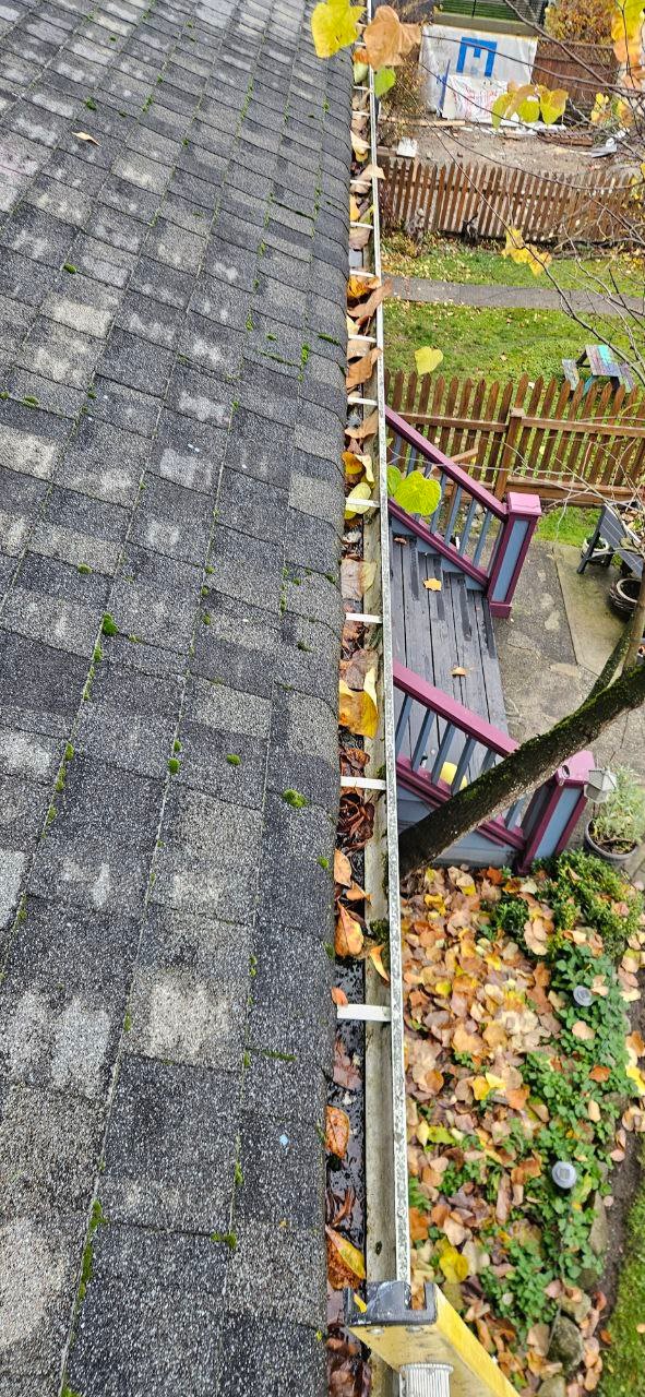Eavestrough before cleaning