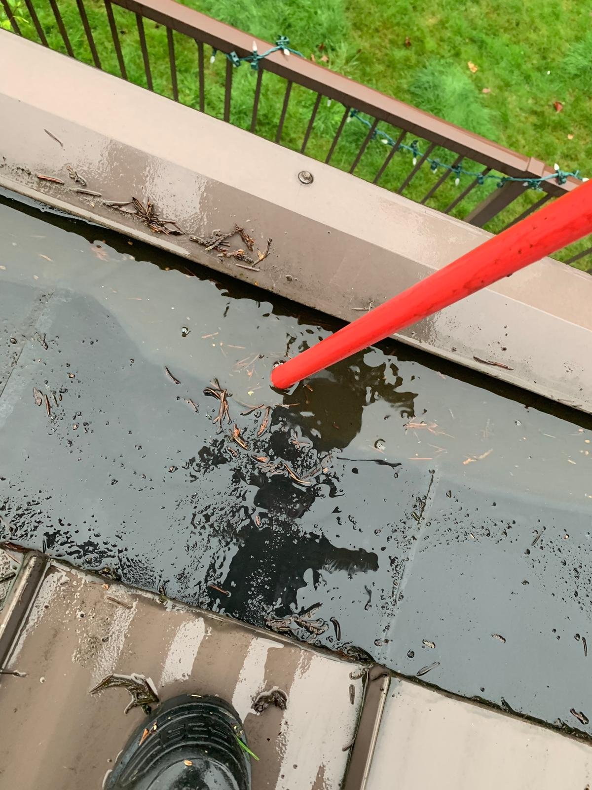 Clogged hidden gutter drain