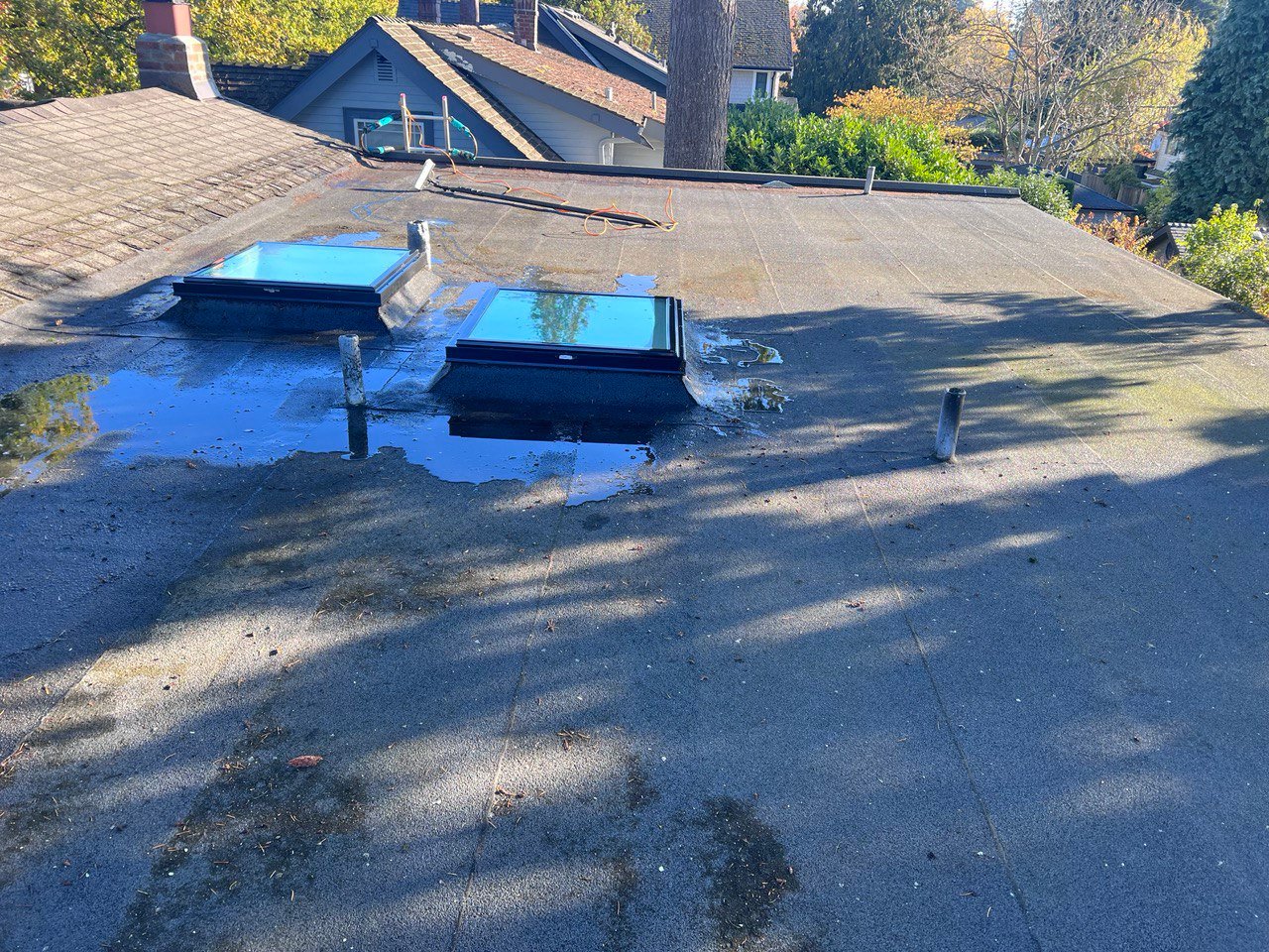 Rooftop equipment area after debris removal