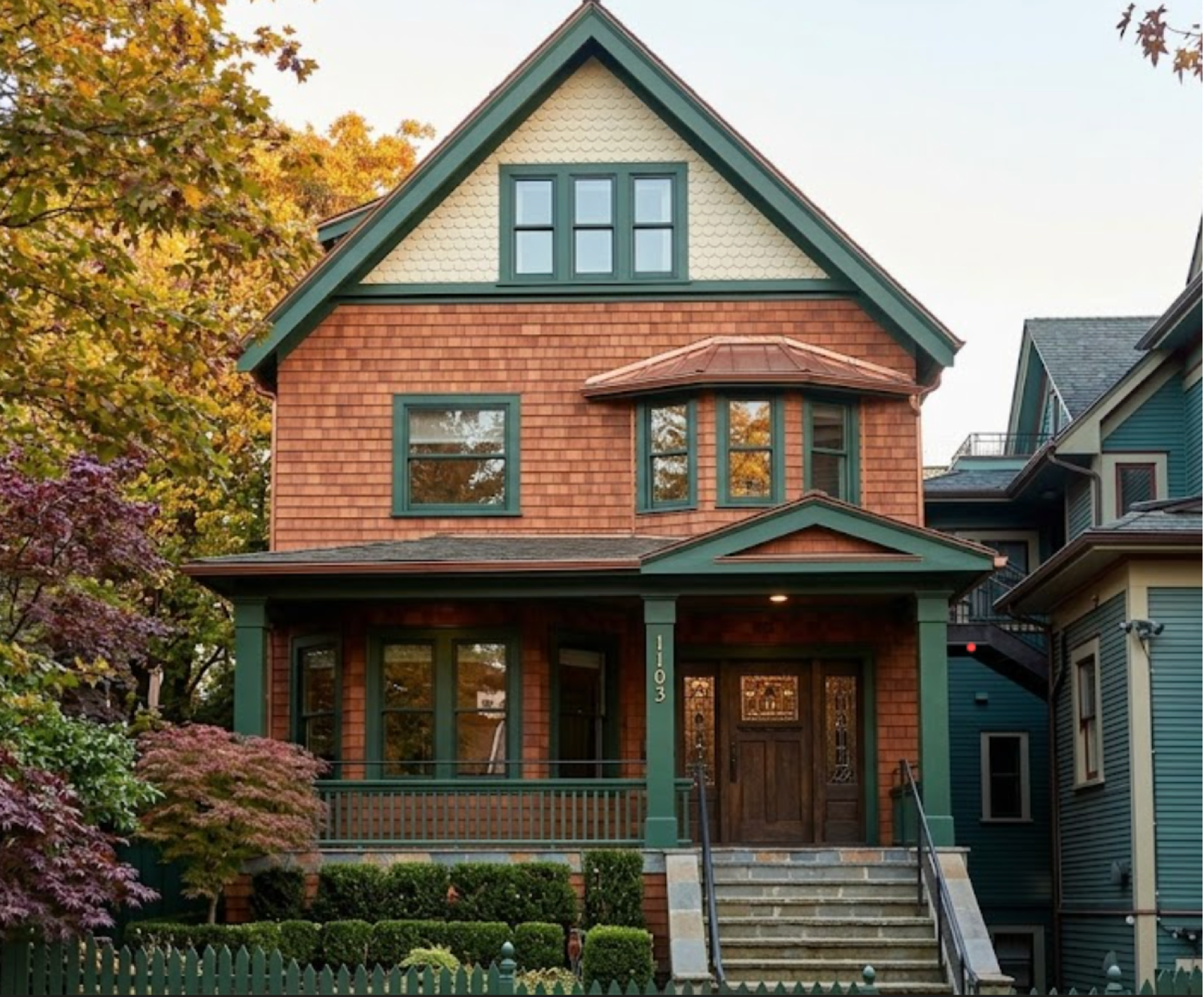 Heritage-style Vancouver house gutter cleaning time example
