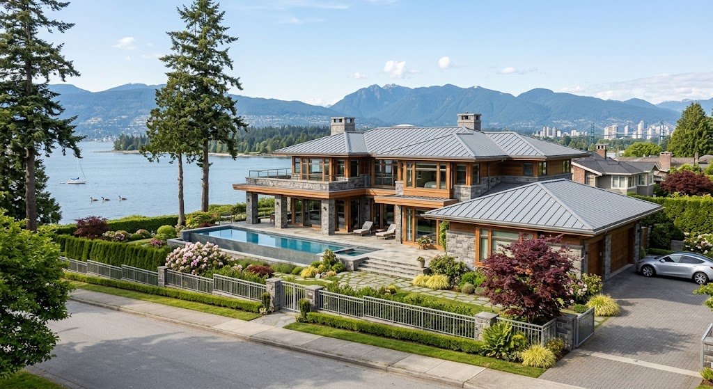 Large Vancouver home for exterior gutter cleaning
