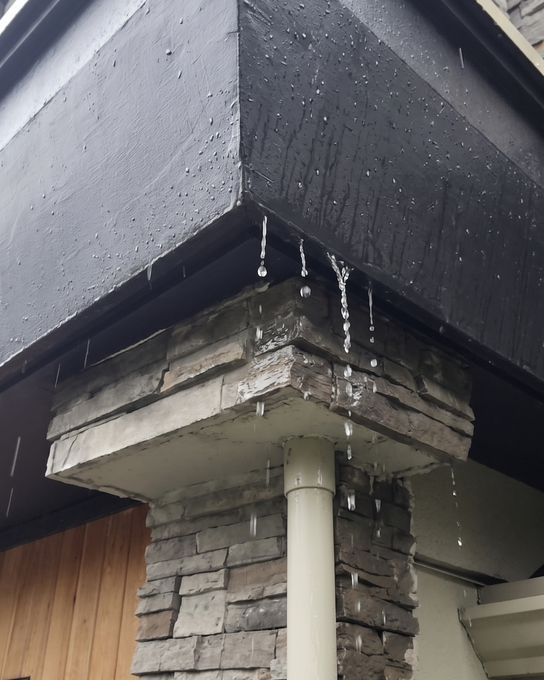 Leaking gutter requiring repair