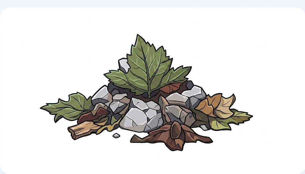 Leaves moss and debris building up inside a gutter