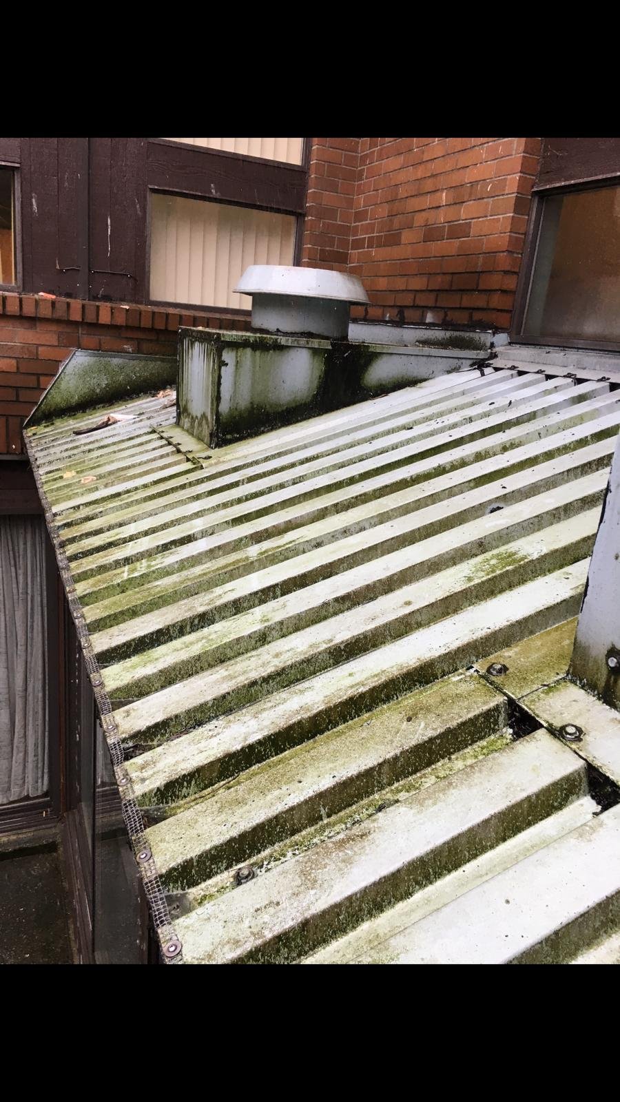Metal roof before professional cleaning in Vancouver