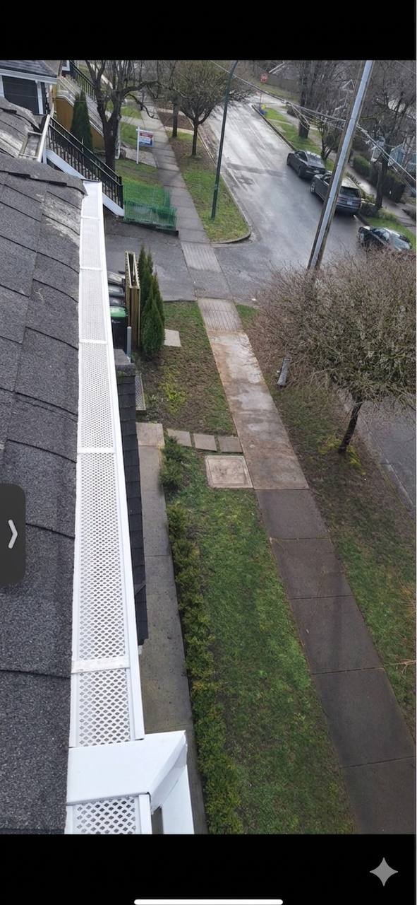 Gutter guards installed over an open gutter in Vancouver