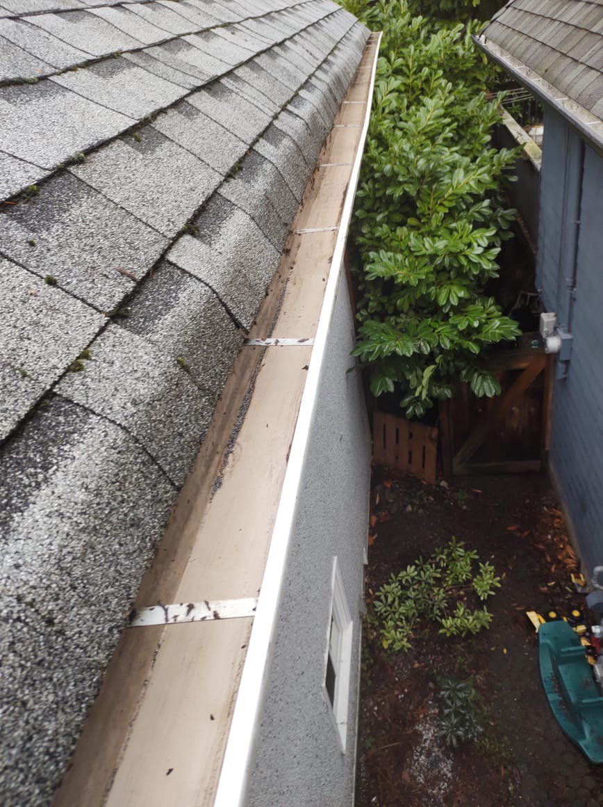 Gutter after professional cleaning in Vancouver