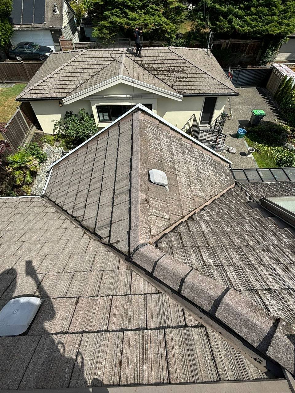 Roof after soft wash roof cleaning