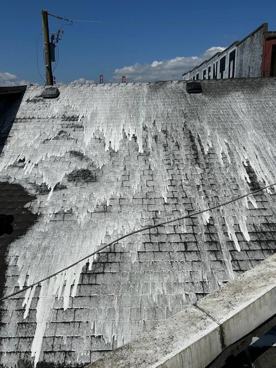 Soft washing a tile roof in Vancouver