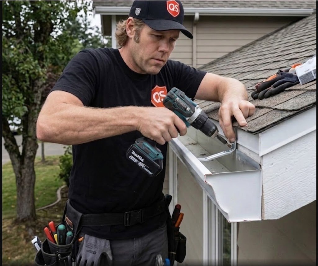 Quick Sidekick technician completing residential gutter repair in Vancouver
