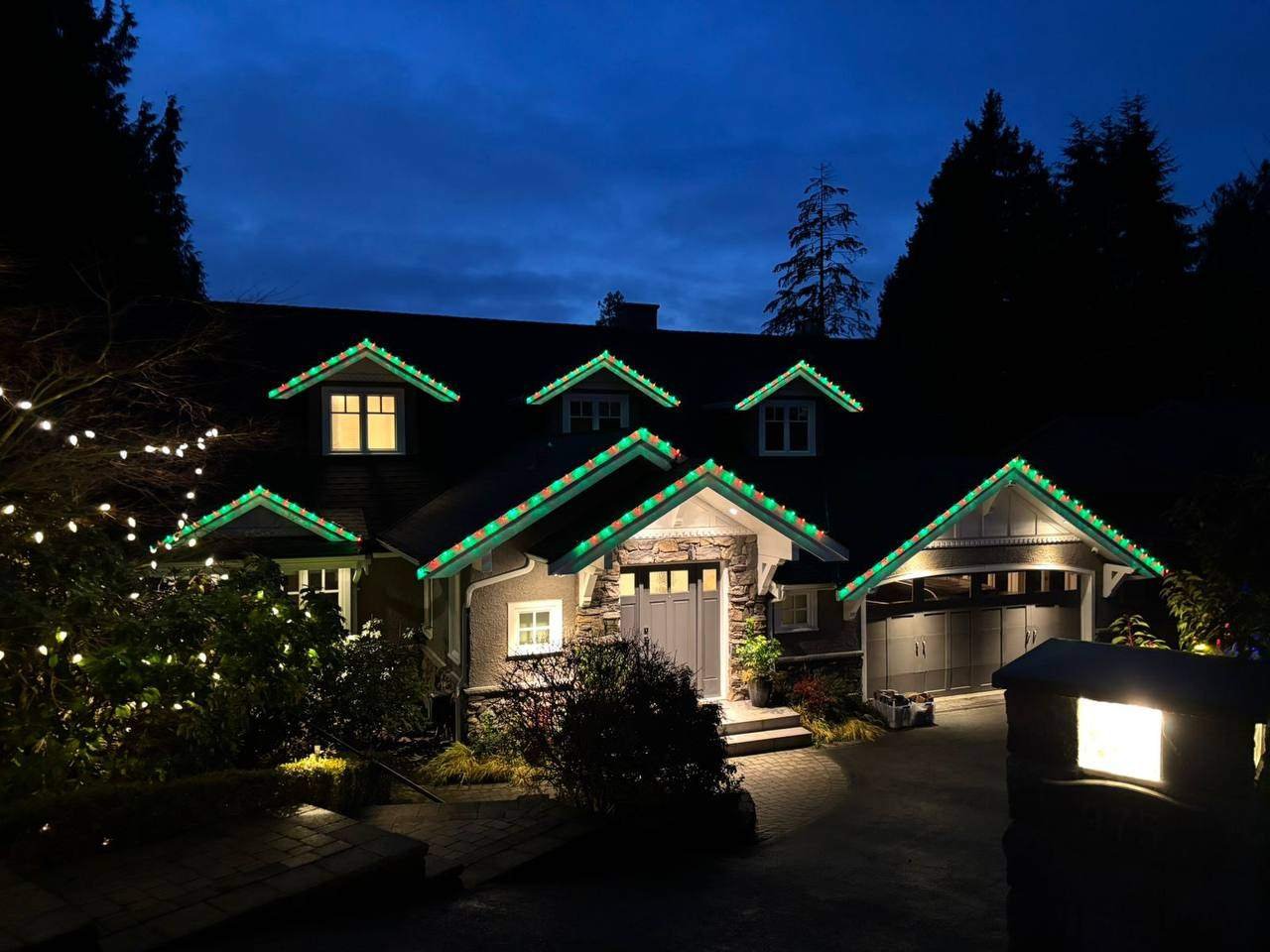 Residential Christmas light installation in Vancouver