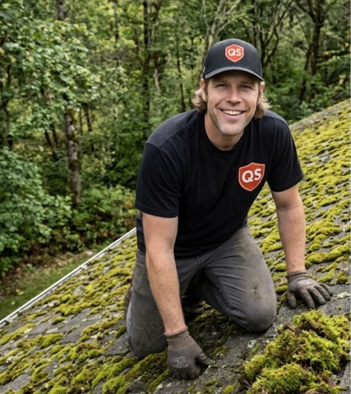 Nelson from Quick Sidekick providing roof cleaning services in Vancouver