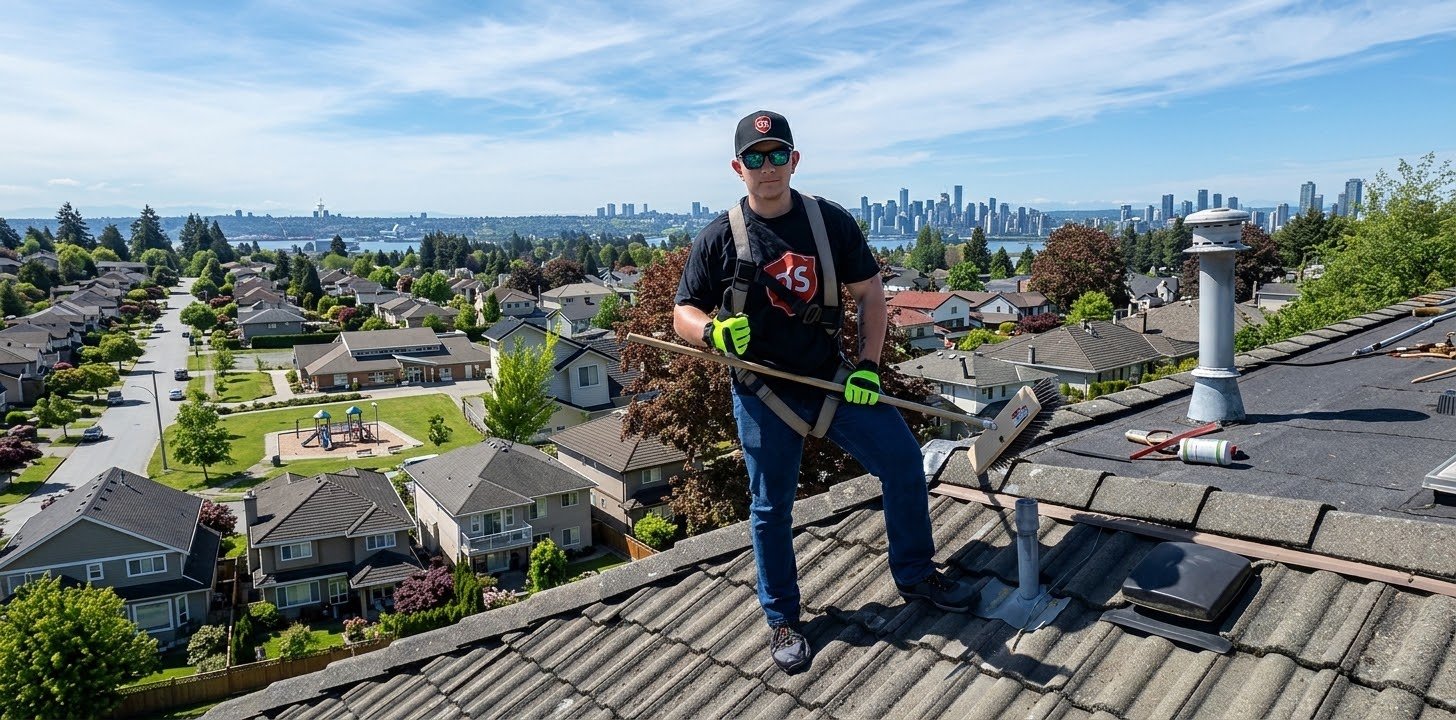 Quick Sidekick technician providing tile roof cleaning in Vancouver