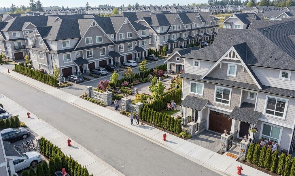 Commercial gutter cleaning for a townhouse complex or strata in Vancouver