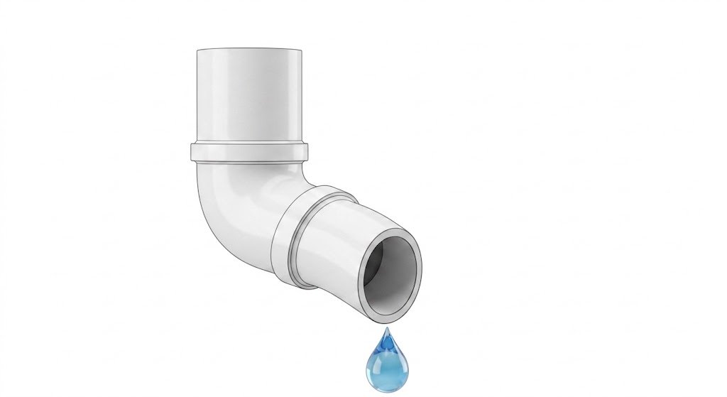 Water leaking around a downpipe connection