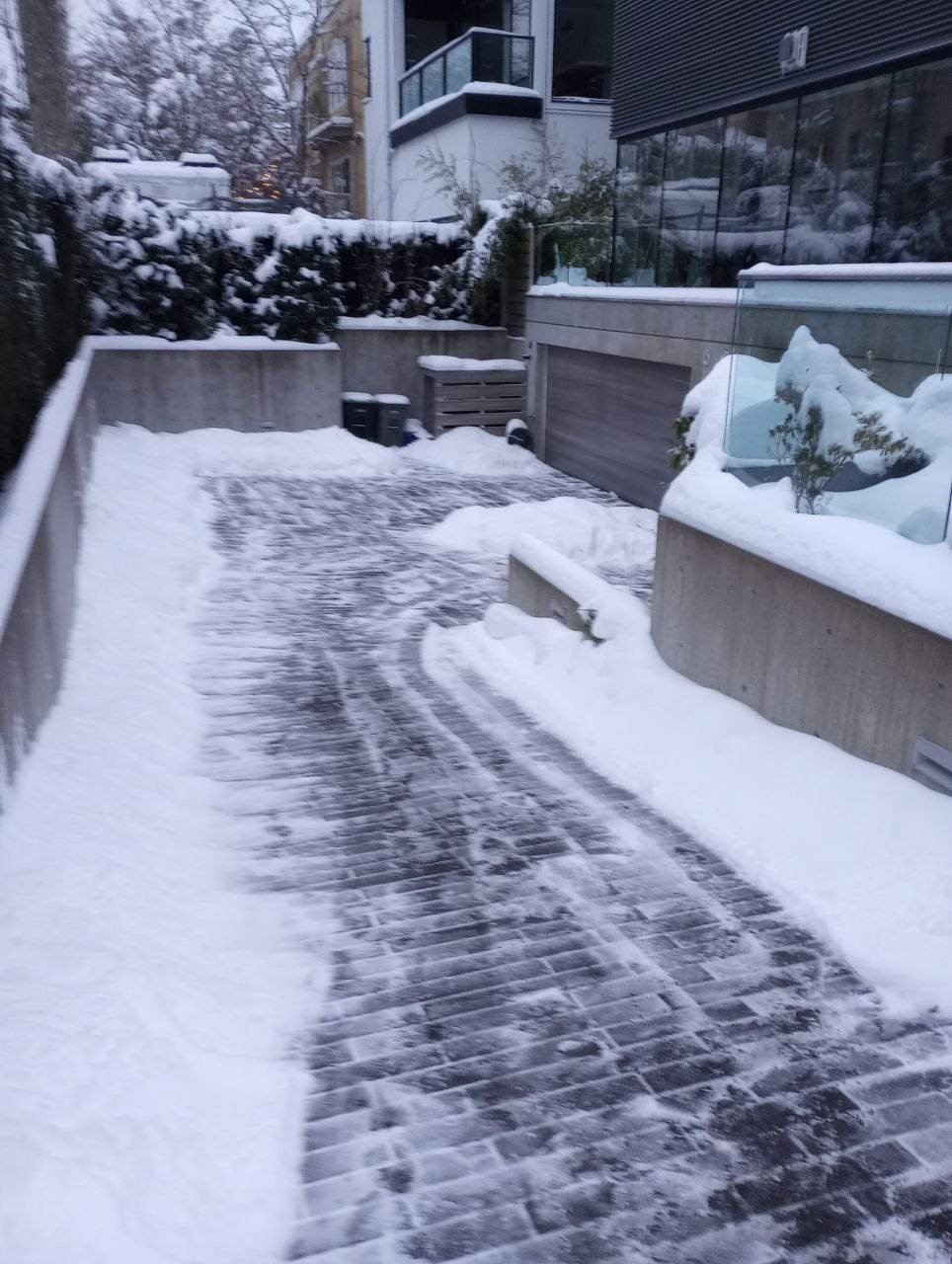 Residential side pathway after snow removal