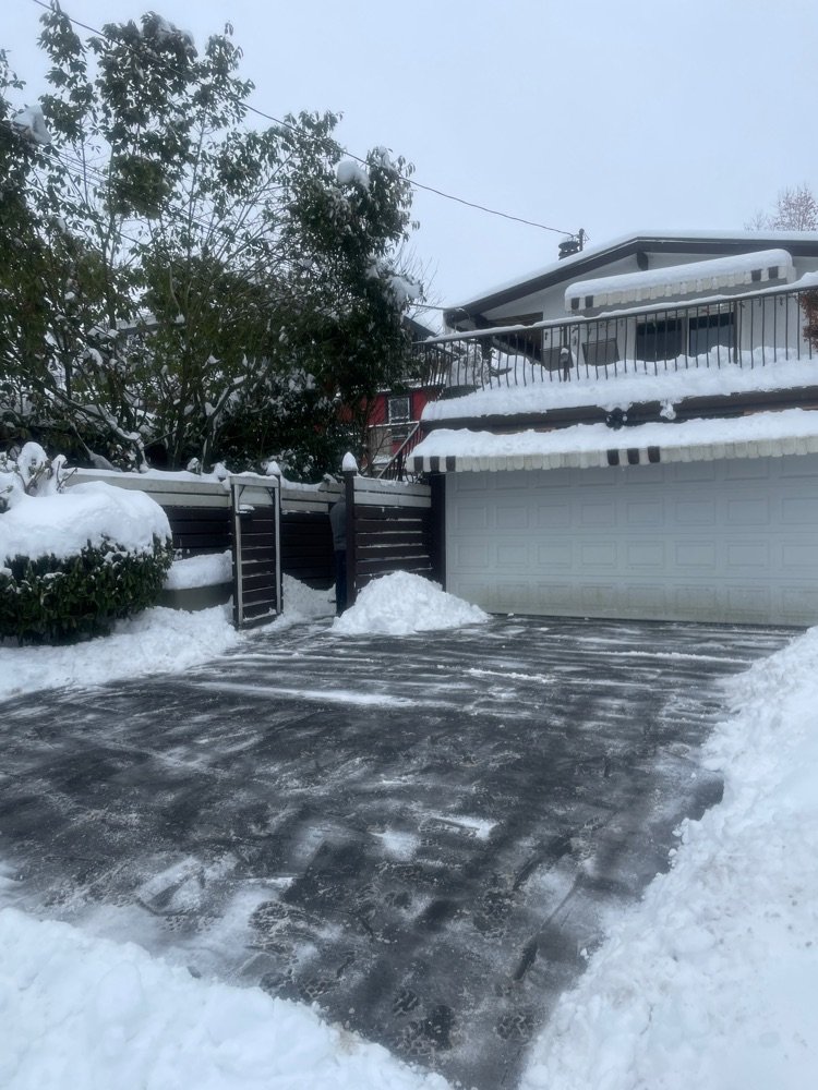Driveway after residential snow removal in Vancouver