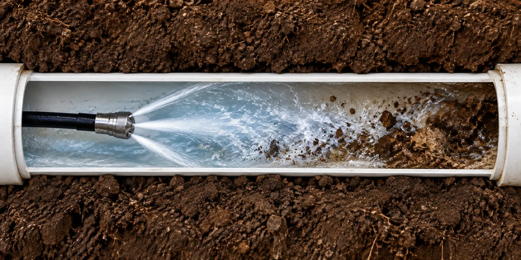 Cleaning an underground gutter drain pipe