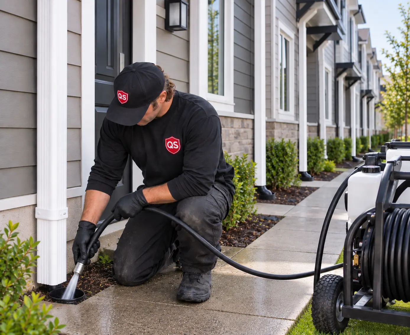 Commercial underground drainage hydro flushing