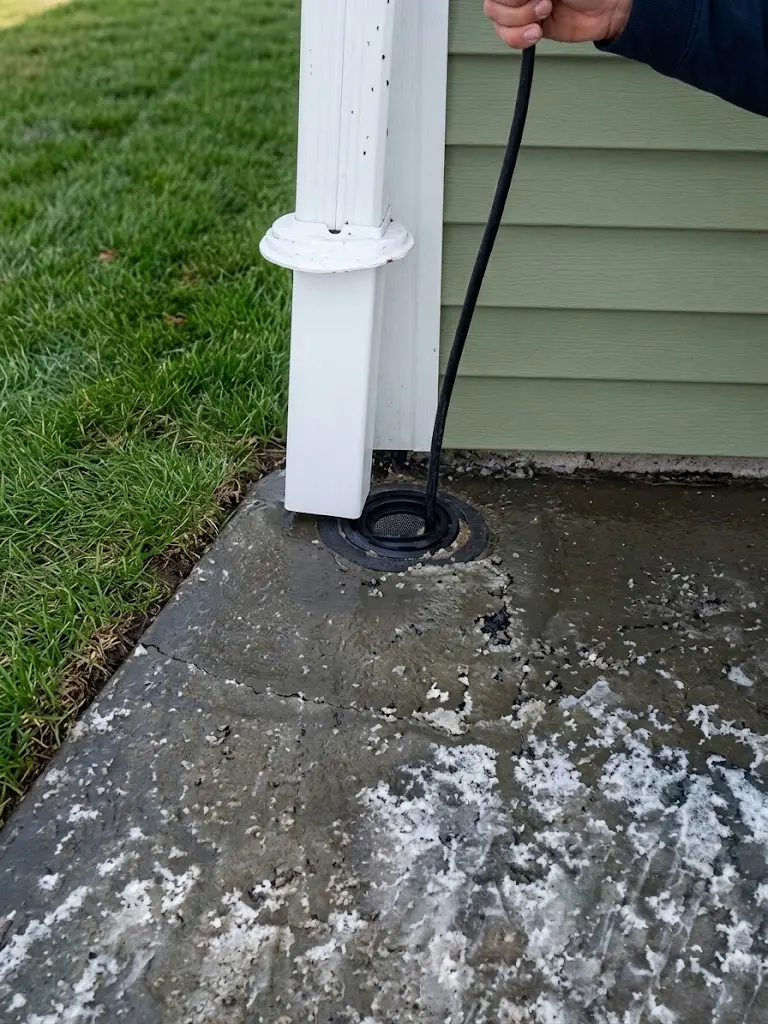 Underground eavestrough drain cleaning