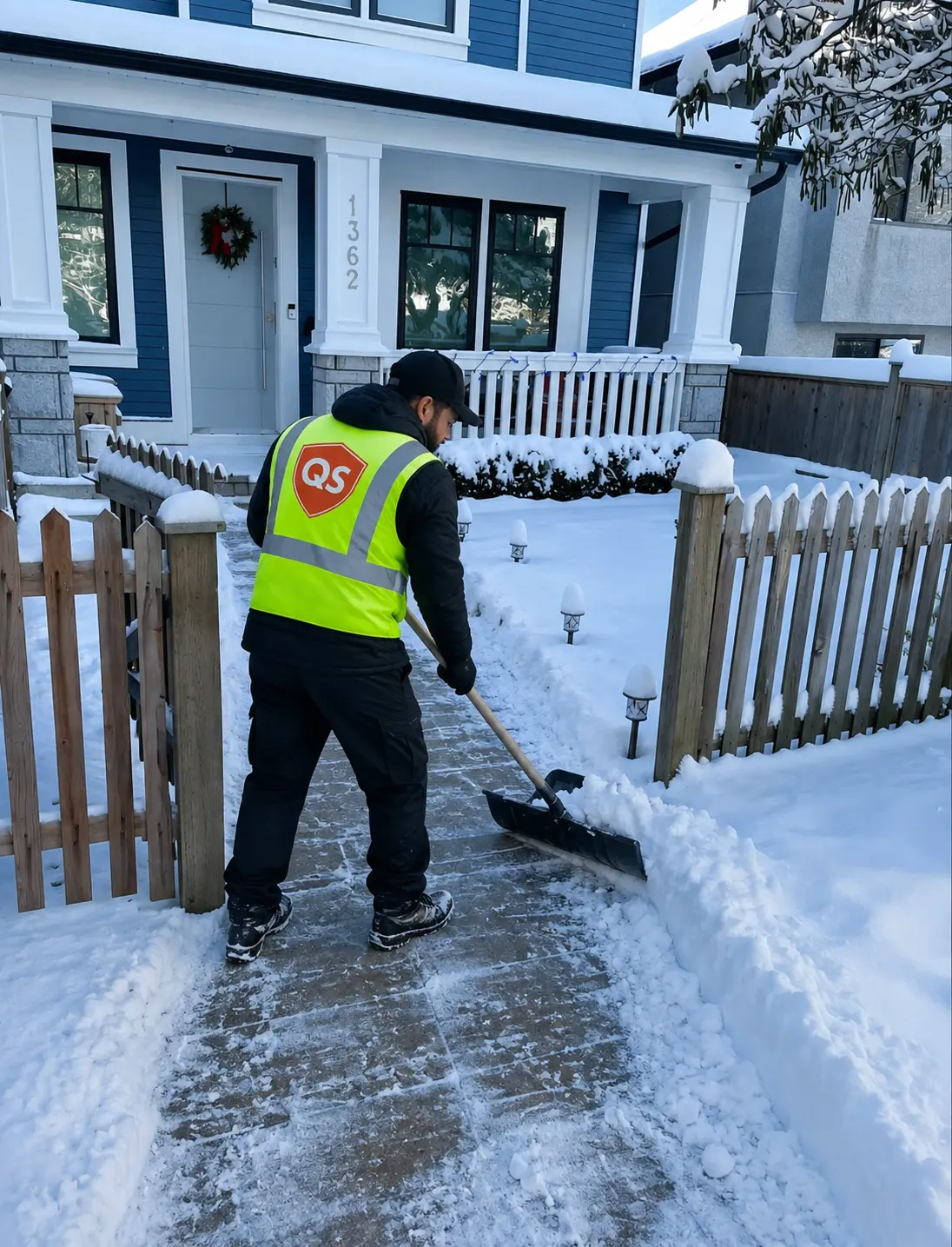 Quick Sidekick worker providing residential snow removal in Vancouver
