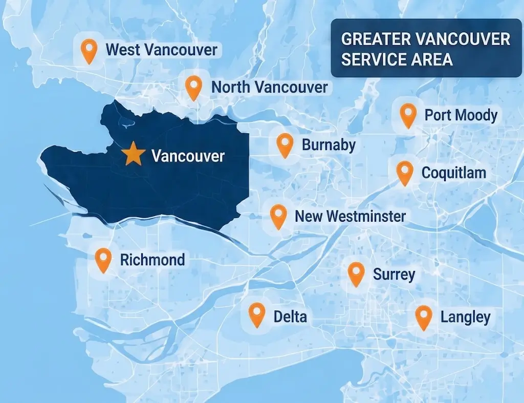 Greater Vancouver salting and ice management service area map