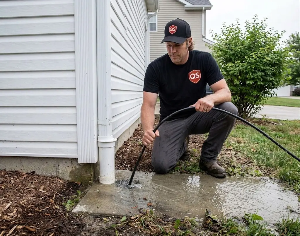 Residential underground drain cleaning at a home