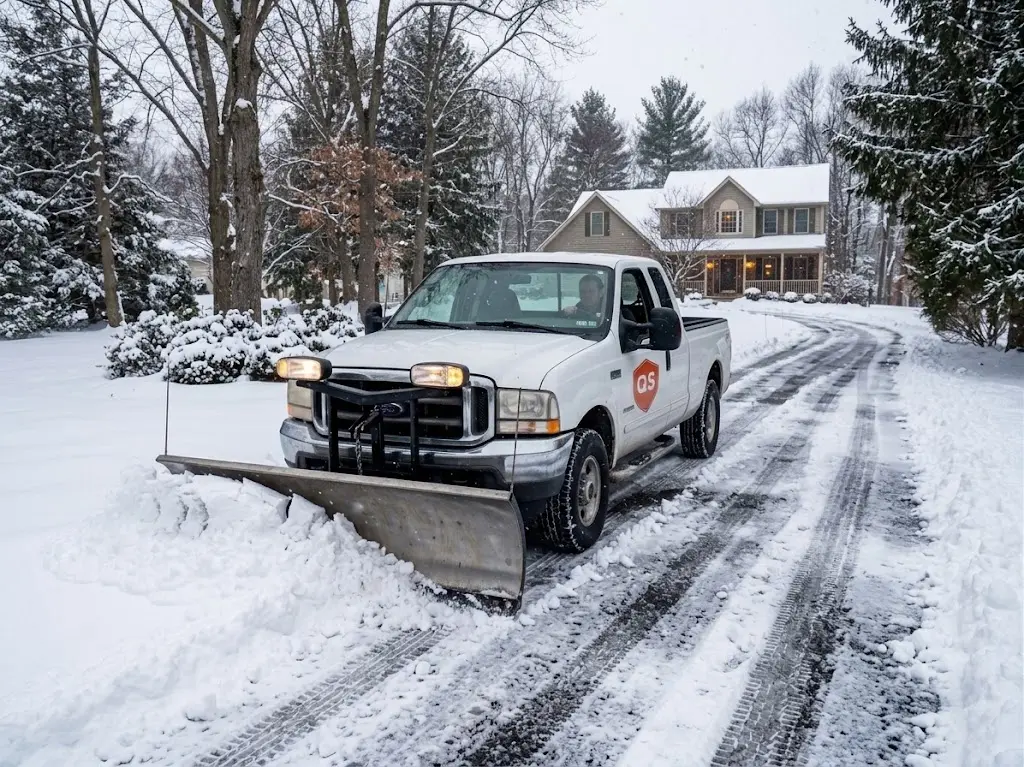 Snow removal from a large residential driveway in Vancouver