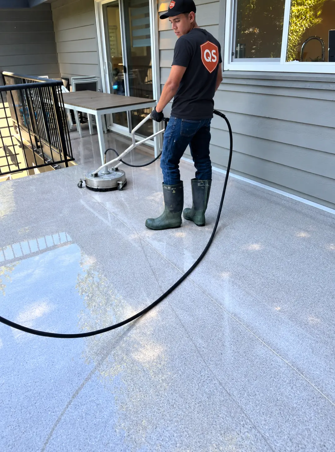 Professional deck pressure washing in Vancouver by Quick Sidekick