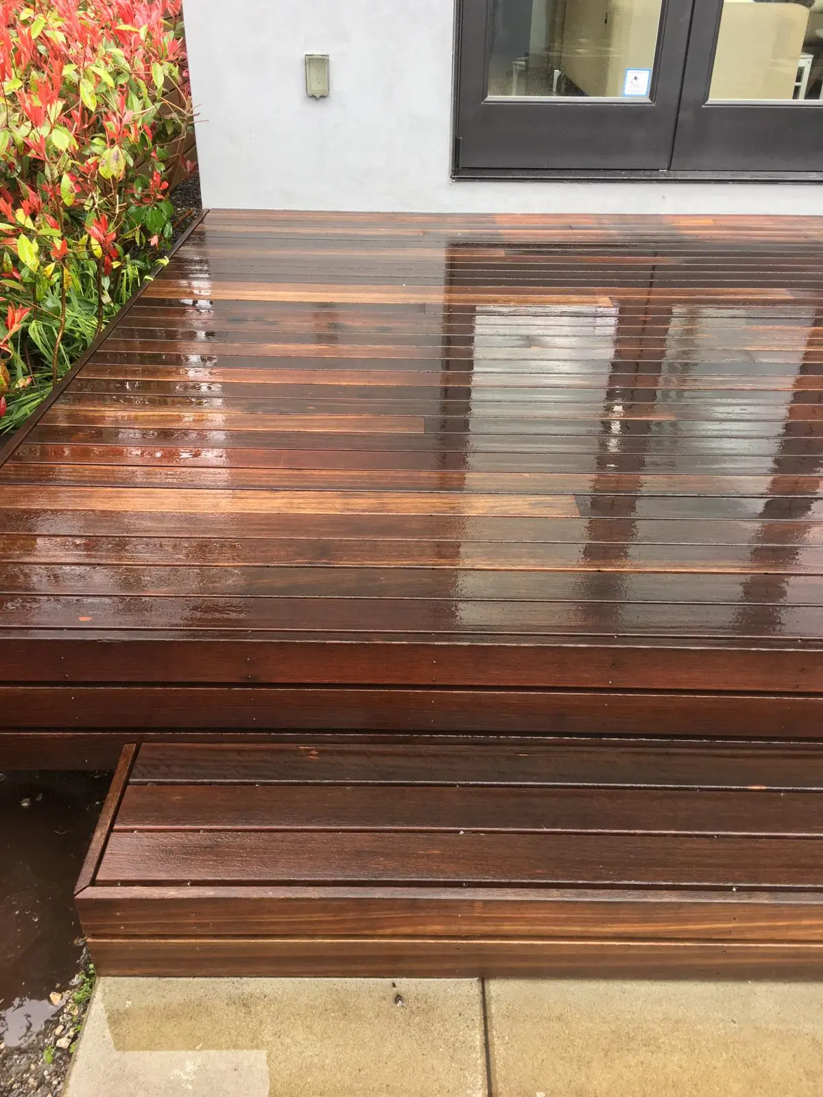Wood deck cleaning result, project one