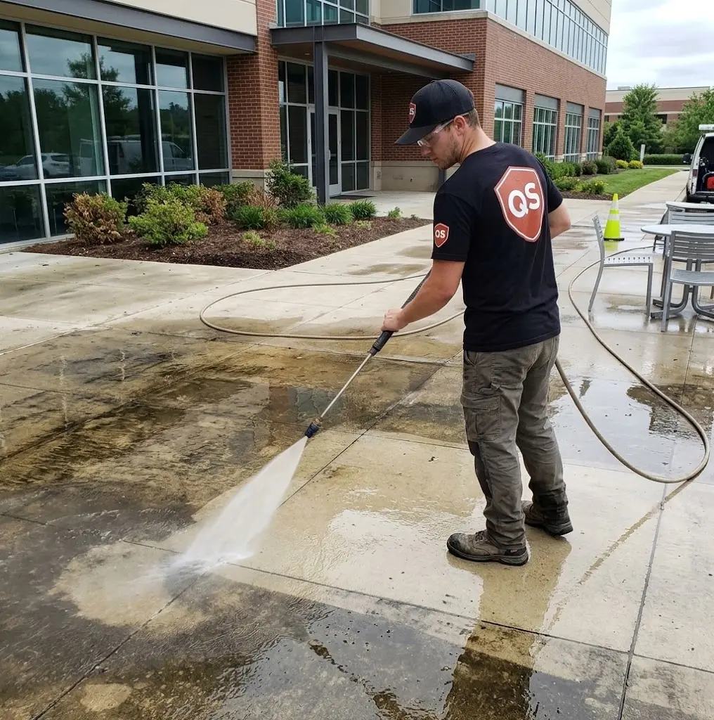 Commercial strata deck pressure washing Vancouver