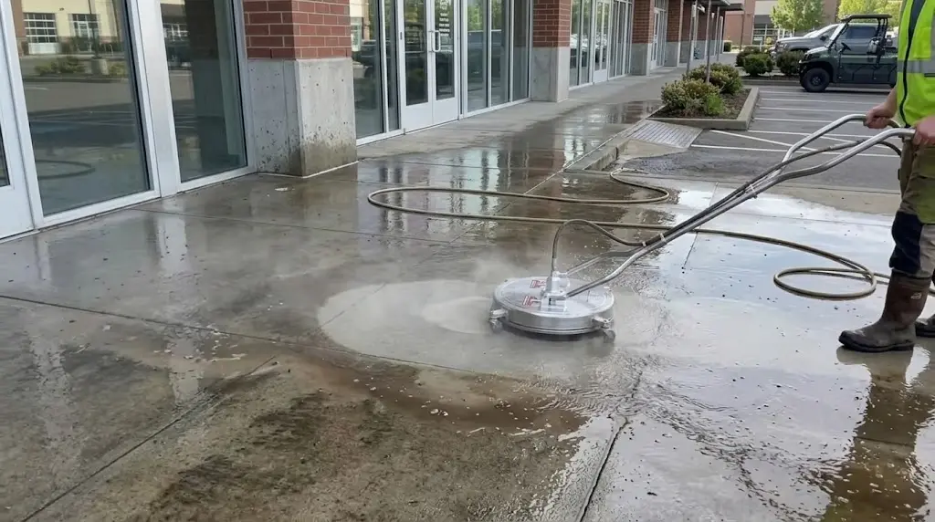 Clean commercial concrete entrance and outdoor pedestrian area
