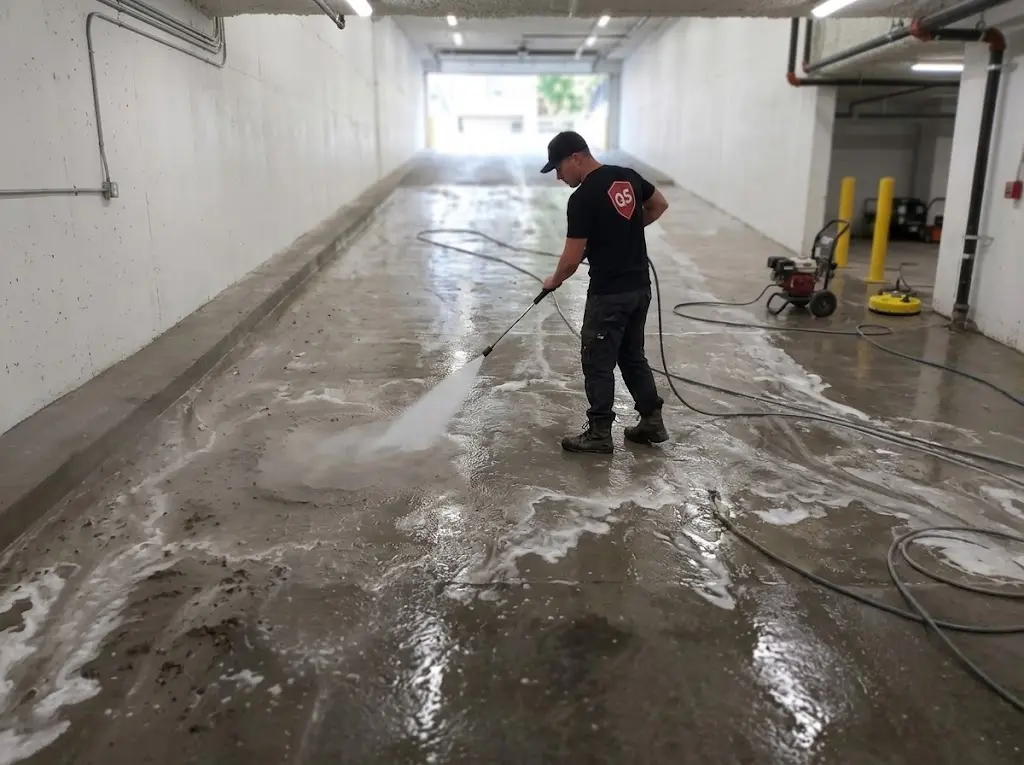 Parking lot pressure washing in Vancouver