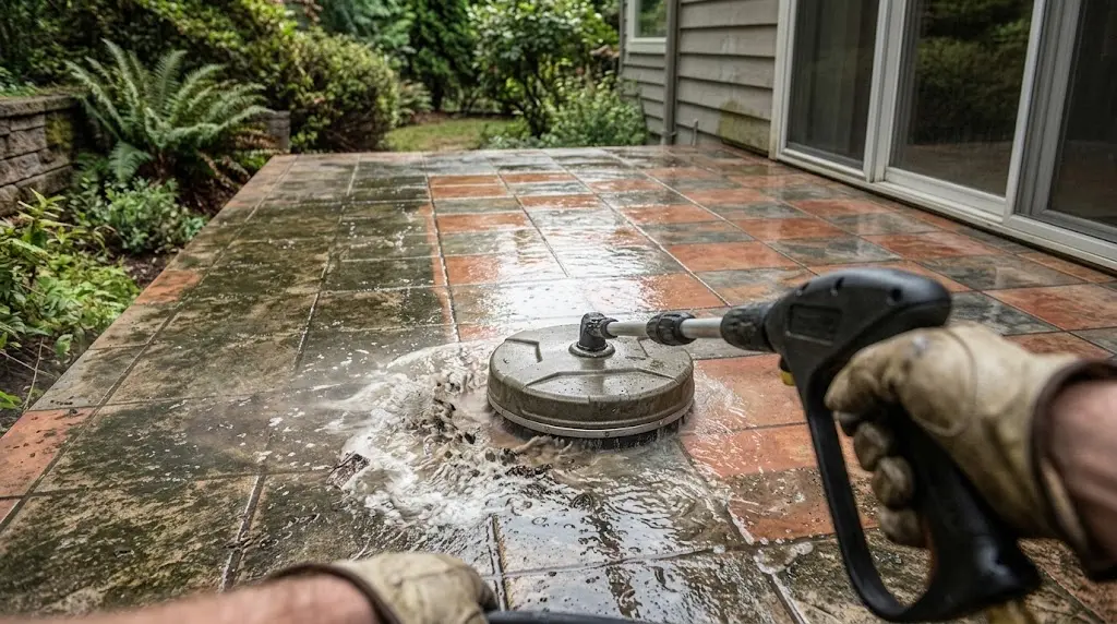 Paving stone and tile deck pressure washing Vancouver