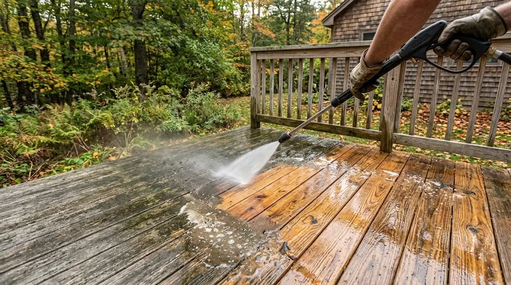 Wood deck pressure washing Vancouver