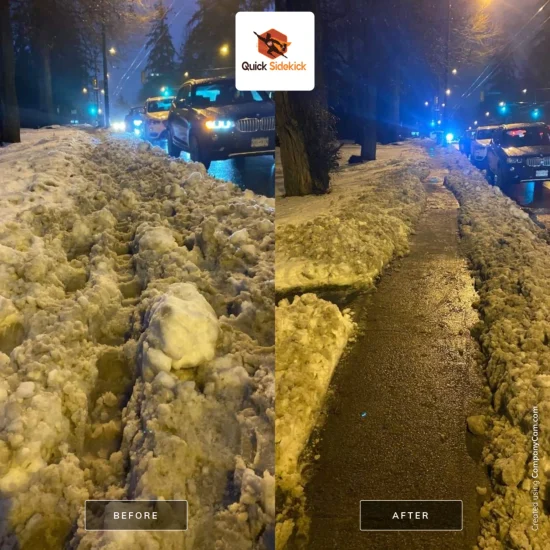 Before and After Snow removal Vancouver sidewalk